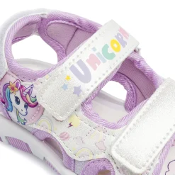 Sandali lilla da Bambina con chiusura a strappo Unicorno