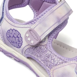 Sandali lilla da Bambina con glitter e chiusura a strappo Dieci Baci