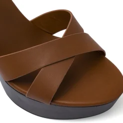 Sandali marroni da Donna con tacco 12 cm e plateau Lora Ferres