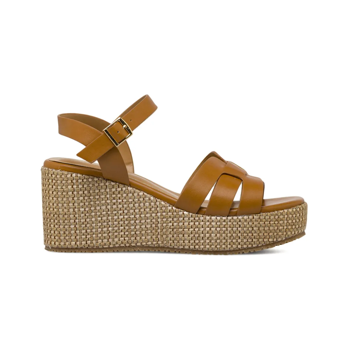 Sandali marroni da Donna con zeppa effetto rafia 8 cm Lora Ferres