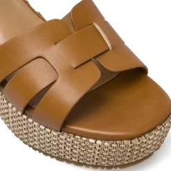 Sandali marroni da Donna con zeppa effetto rafia 8 cm Lora Ferres
