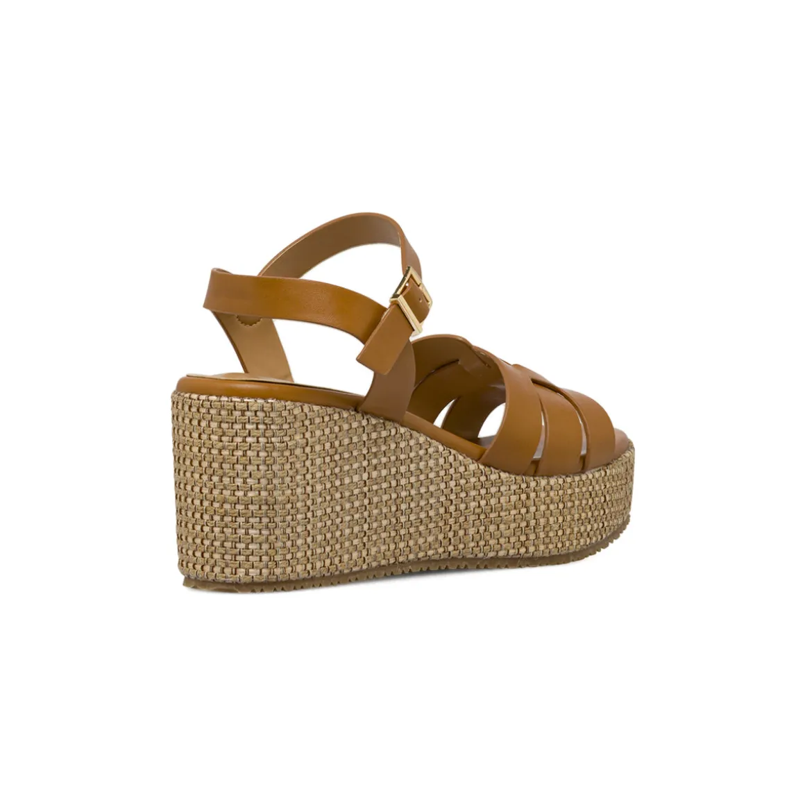 Sandali marroni da Donna con zeppa effetto rafia 8 cm Lora Ferres