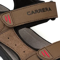 Sandali marroni da Uomo con chiusura a strappo e logo Carrera