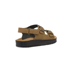 Sandali marroni da Uomo con sottopiede in pelle e strappo in velcro Carrera Jeans