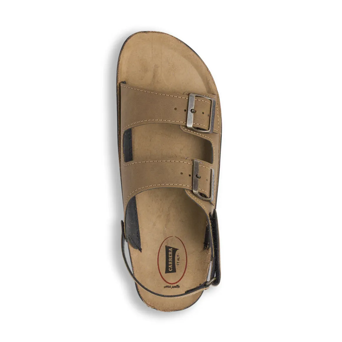 Sandali marroni da Uomo con sottopiede in pelle e strappo in velcro Carrera Jeans