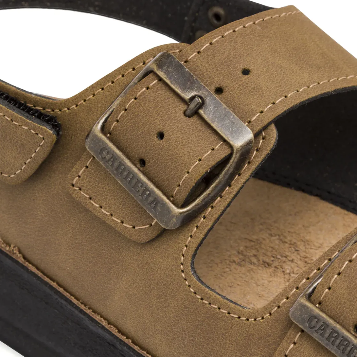 Sandali marroni da Uomo con sottopiede in pelle e strappo in velcro Carrera Jeans