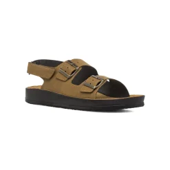 Sandali marroni da Uomo con sottopiede in pelle e strappo in velcro Carrera Jeans