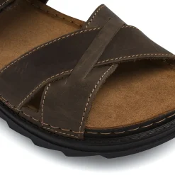 Sandali marroni da Uomo in pelle con cinturini a strappo Lumberjack