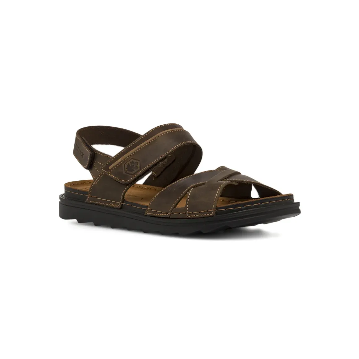 Sandali marroni da Uomo in pelle con cinturini a strappo Lumberjack