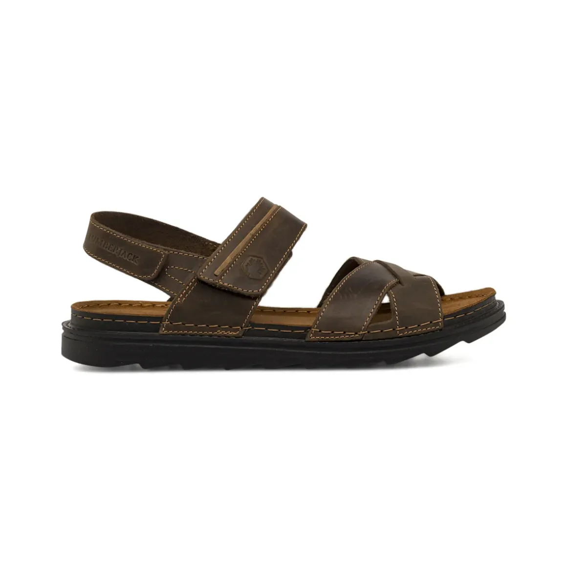Sandali marroni da Uomo in pelle con cinturini a strappo Lumberjack