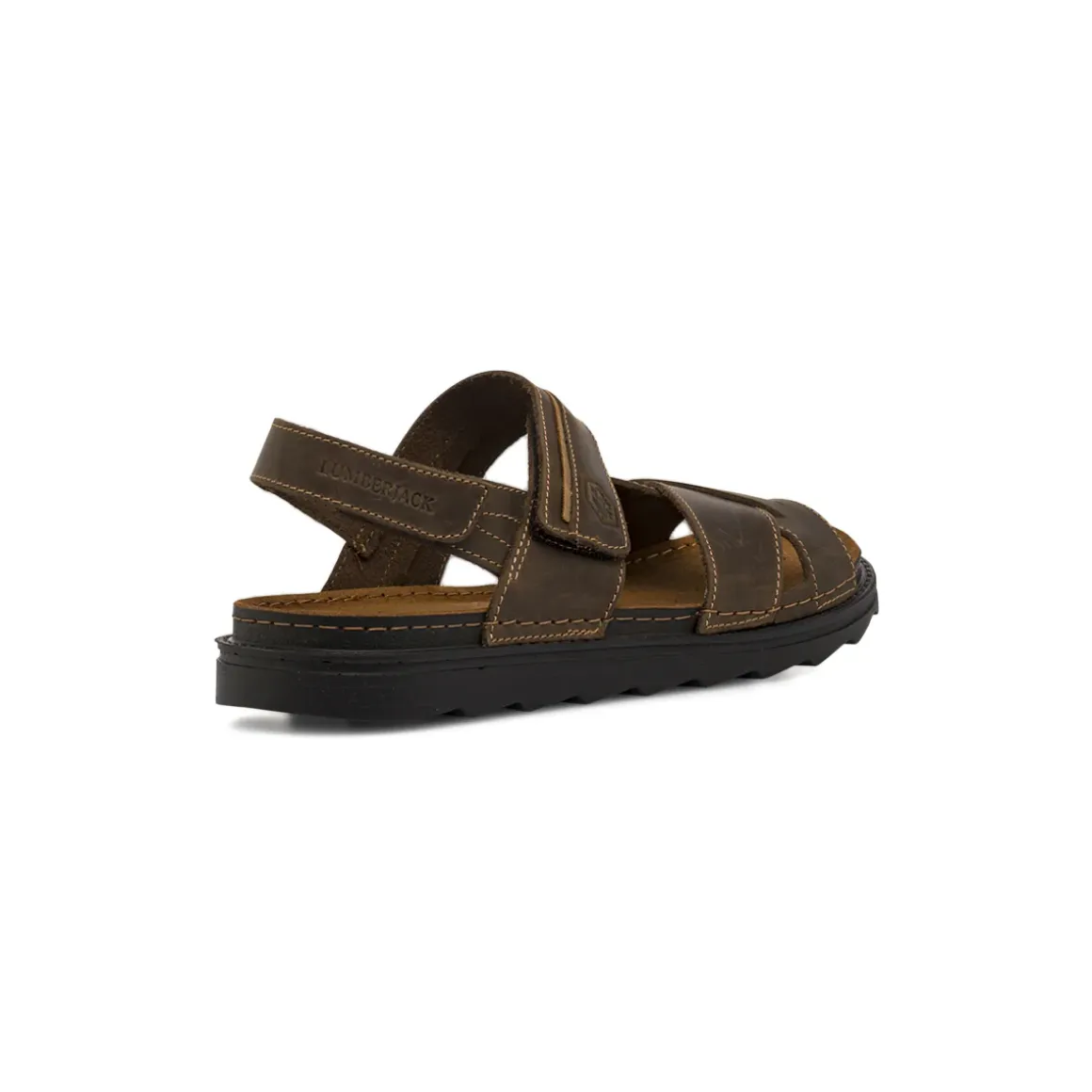 Sandali marroni da Uomo in pelle con cinturini a strappo Lumberjack