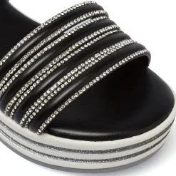 Sandali Neri da Bambina con strass e suola platform glitter Dieci Baci