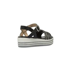 Sandali Neri da Bambina con strass e suola platform glitter Dieci Baci