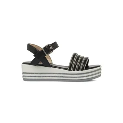 Sandali Neri da Bambina con strass e suola platform glitter Dieci Baci