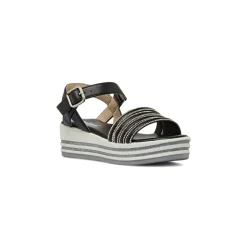 Sandali Neri da Bambina con strass e suola platform glitter Dieci Baci