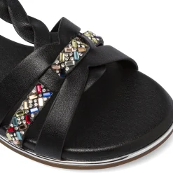 Sandali Neri da Bambina con strass colorati e treccia Dieci Baci