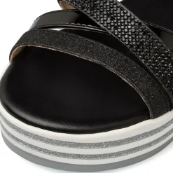 Sandali neri da Bambina e Ragazza con strass e suola Platform Dieci Baci