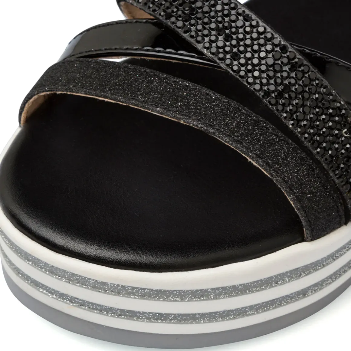 Sandali neri da Bambina e Ragazza con strass e suola Platform Dieci Baci