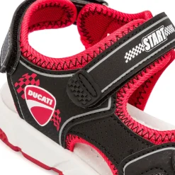 Sandali Neri da Bambino e Ragazzo con dettagli Rossi e logo Ducati
