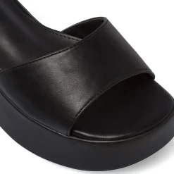 Sandali neri da Donna con cinturino e zeppa 6 cm Lora Ferres