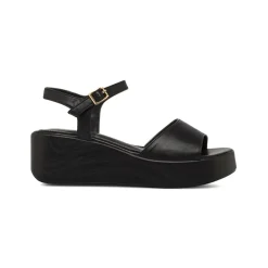 Sandali neri da Donna con cinturino e zeppa 6 cm Lora Ferres