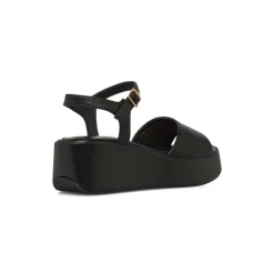 Sandali neri da Donna con cinturino e zeppa 6 cm Lora Ferres