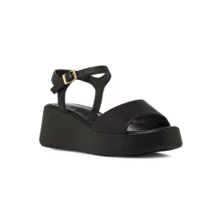 Sandali neri da Donna con cinturino e zeppa 6 cm Lora Ferres