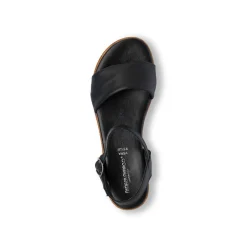 Sandali Neri da Donna in pelle con Cinturino e suola Platform Primopiano