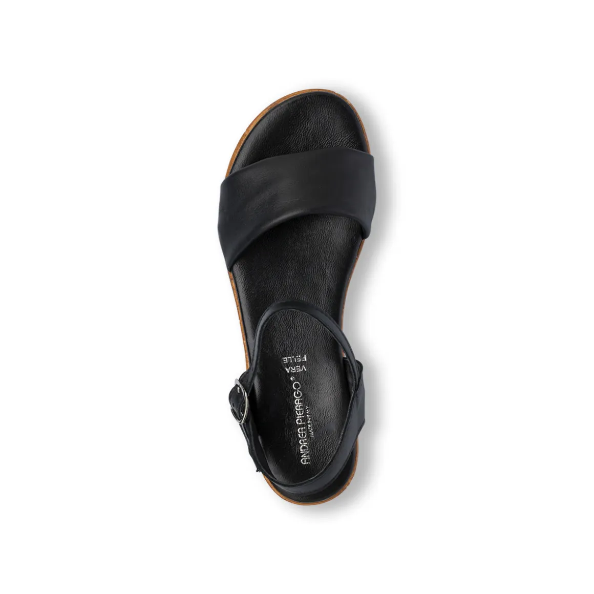Sandali Neri da Donna in pelle con Cinturino e suola Platform Primopiano