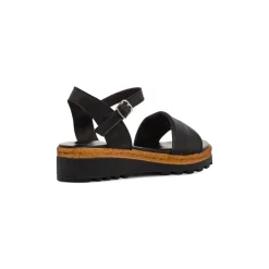 Sandali Neri da Donna in pelle con Cinturino e suola Platform Primopiano