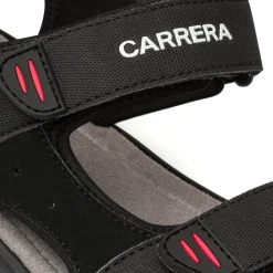 Sandali neri da Uomo con chiusura a strappo e logo Carrera