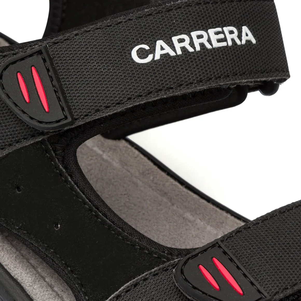 Sandali neri da Uomo con chiusura a strappo e logo Carrera