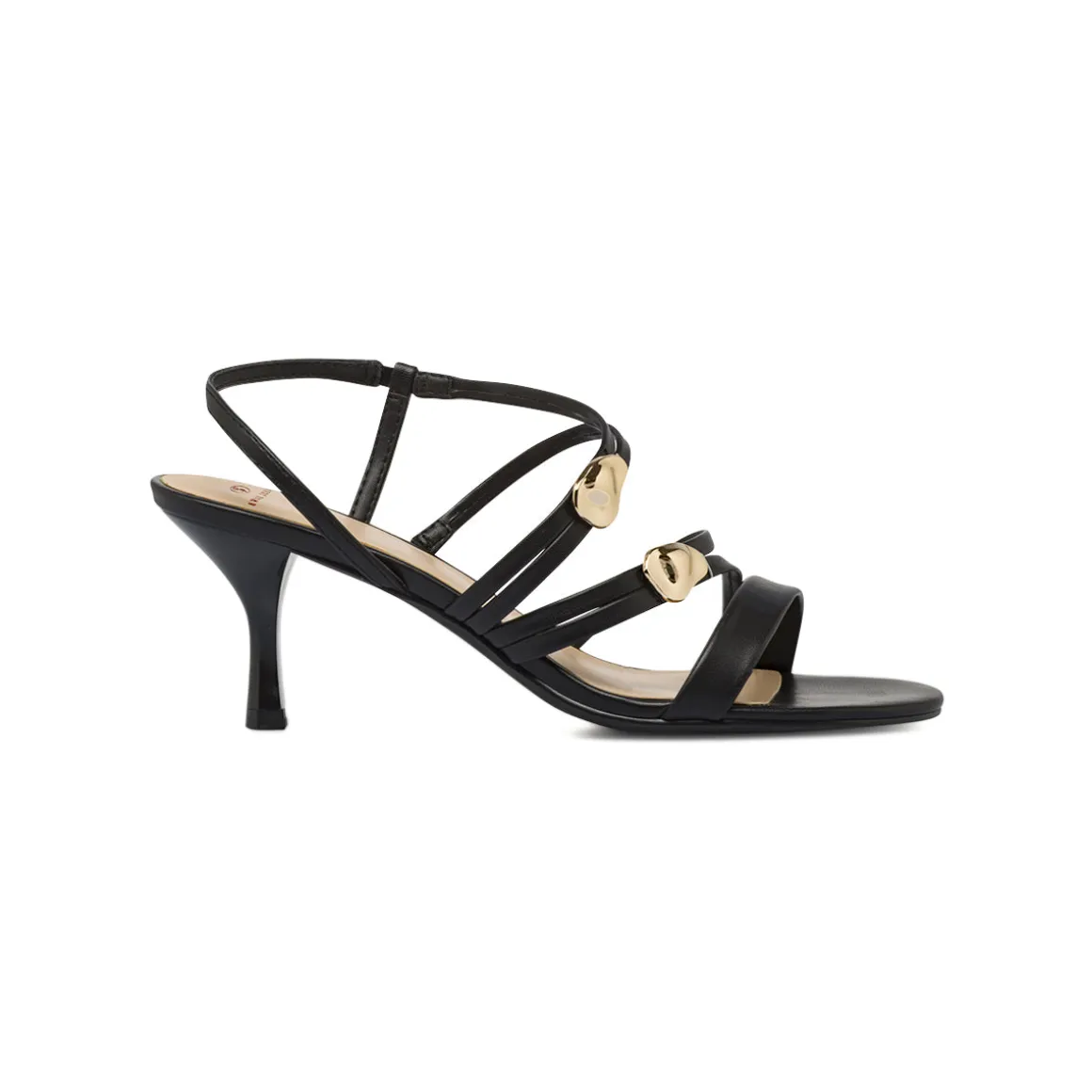 Sandali Neri Donna con inserti dorati tacco 7 cm Swish Jeans