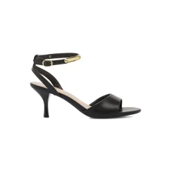 Sandali Neri Donna tacco stiletto 7,5 cm e dettaglio oro Swish Jeans