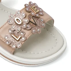 Sandali nude Bambina con glitter e scritta LOVE Le scarpe di Alice