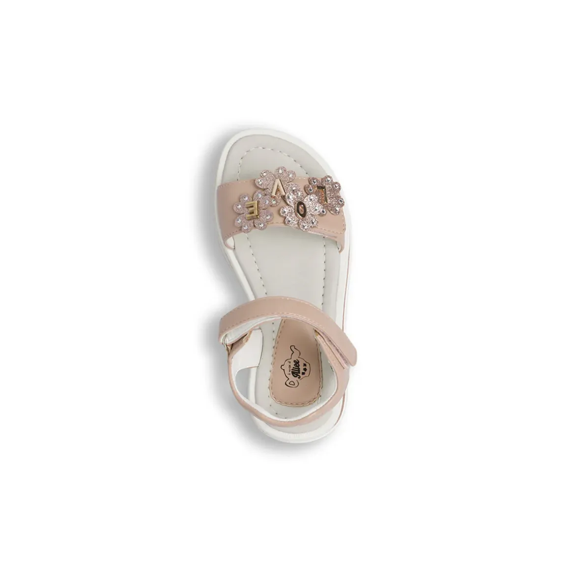 Sandali nude Bambina con glitter e scritta LOVE Le scarpe di Alice