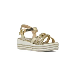 Sandali Oro da Bambina con fasce di strass e suola platform Dieci Baci