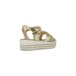 Sandali Oro da Bambina con fasce di strass e suola platform Dieci Baci