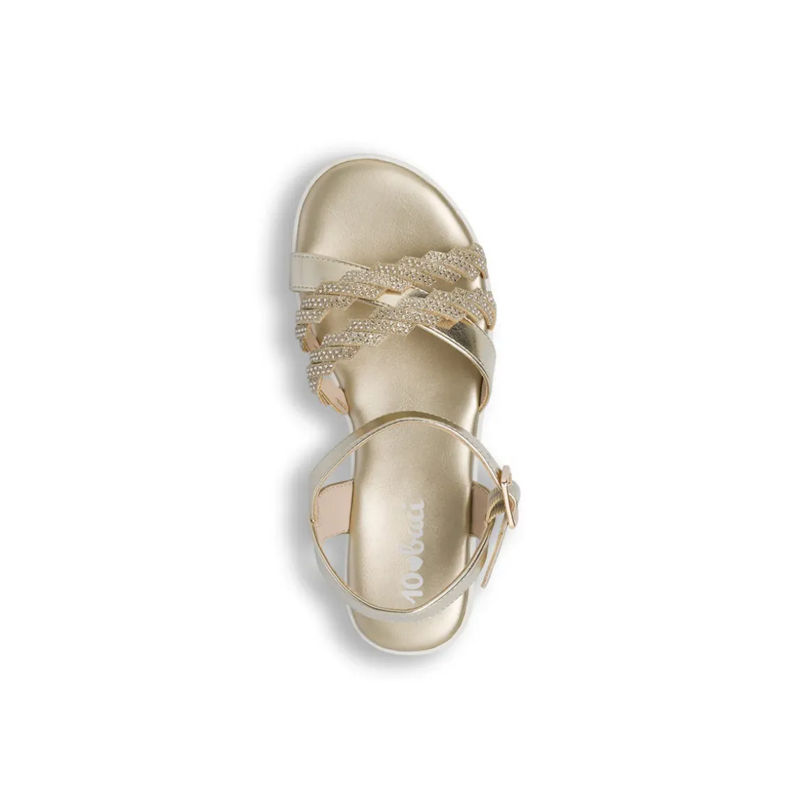 Sandali Oro da Bambina con fasce di strass e suola platform Dieci Baci