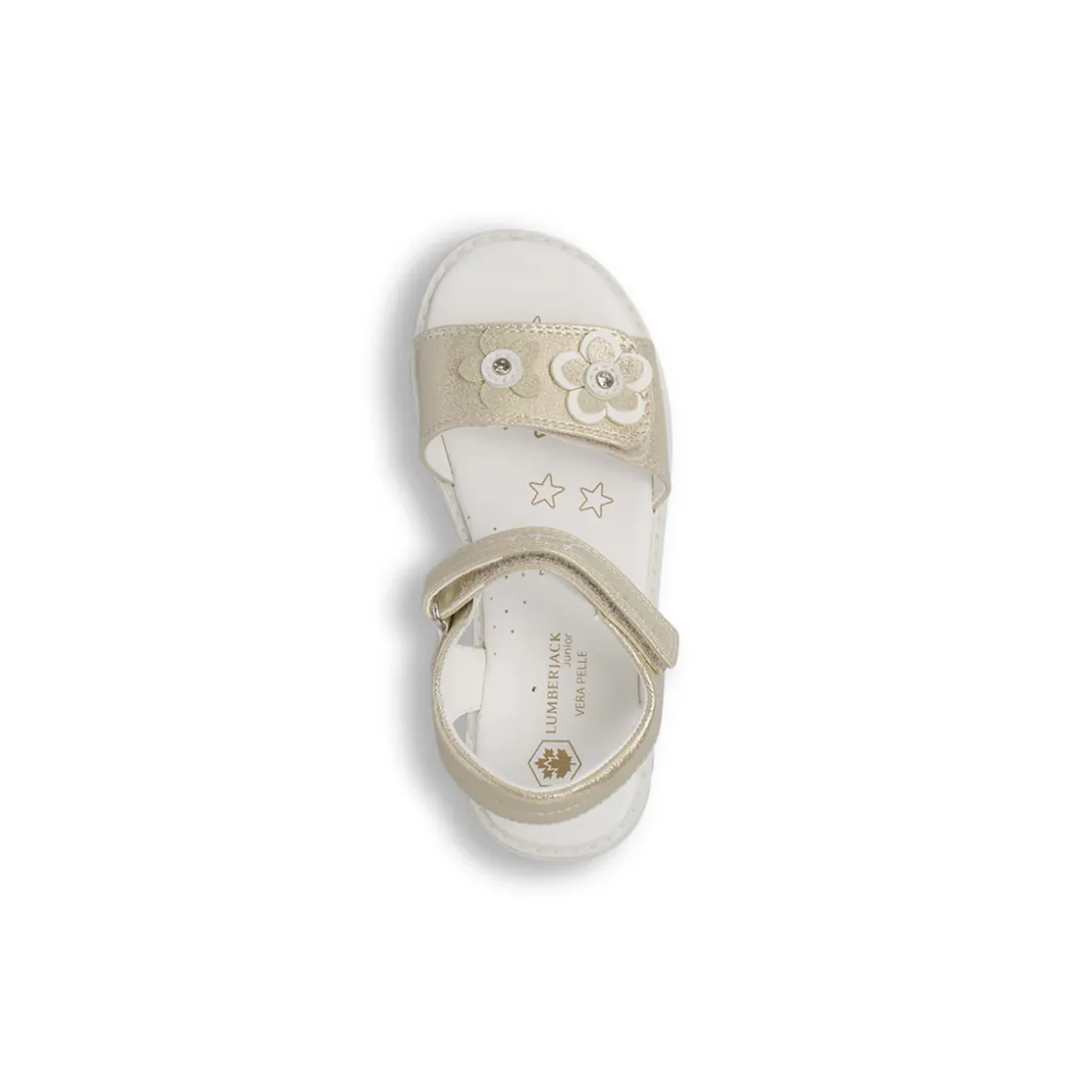 Sandali oro da Bambina con fiori e chiusura a strappo Lumberjack
