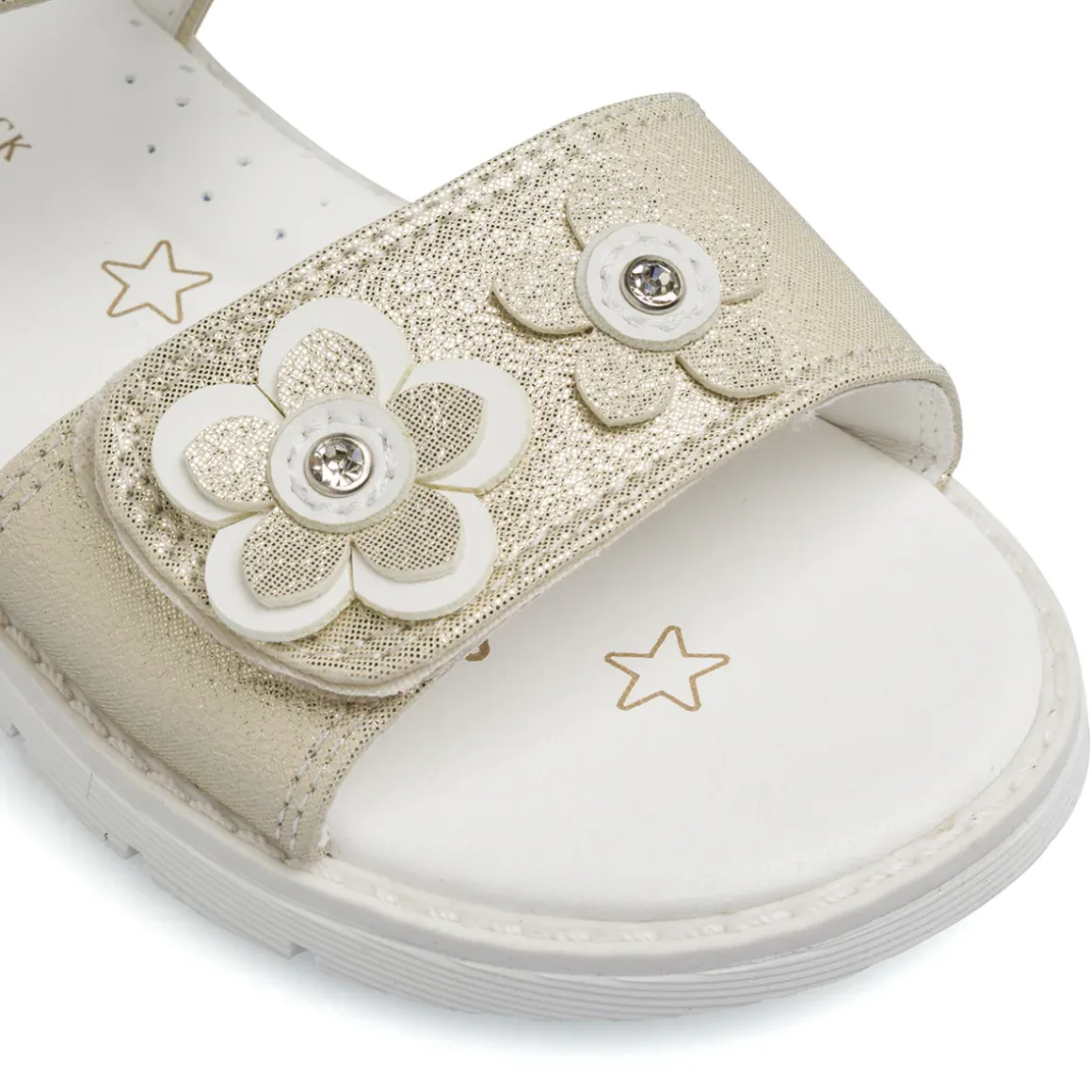 Sandali oro da Bambina con fiori e chiusura a strappo Lumberjack