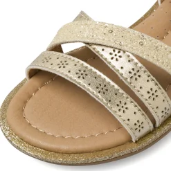 Sandali oro da Bambina con motivi floreali traforati Dieci Baci