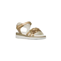 Sandali Oro da Bambina e Ragazza Dieci Baci con Fiori decorativi e Strass