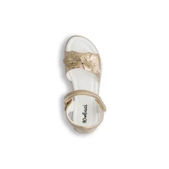 Sandali Oro da Bambina e Ragazza Dieci Baci con Fiori decorativi e Strass