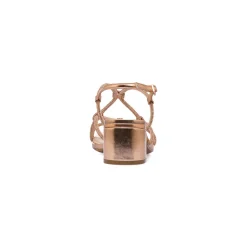 Sandali oro da Donna con tacco blocco 5 cm e gioiello strass Lora Ferres