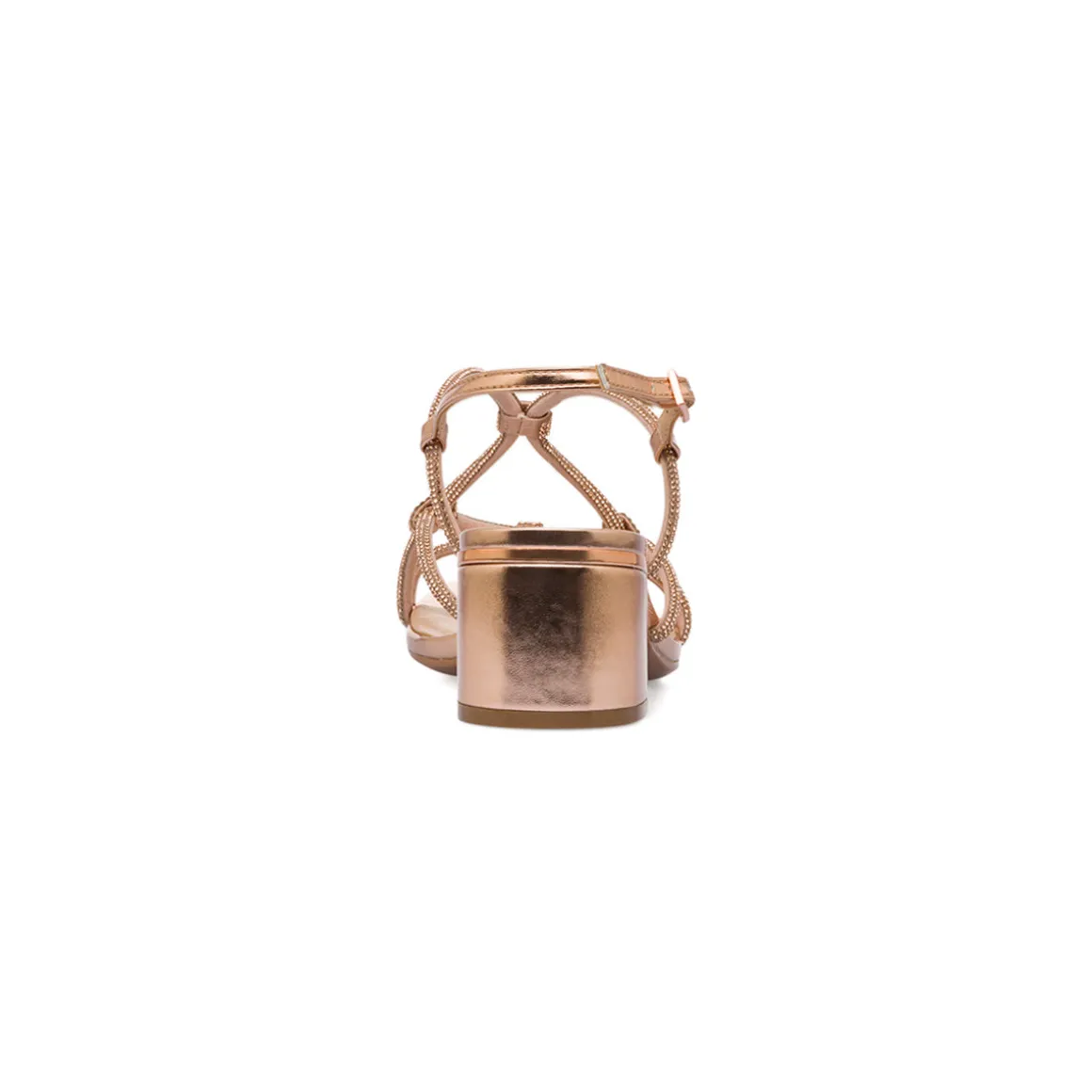 Sandali oro da Donna con tacco blocco 5 cm e gioiello strass Lora Ferres