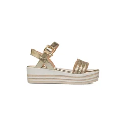 Sandali oro e bianco con zeppa 4 cm da Bambina e Ragazza Dieci Baci