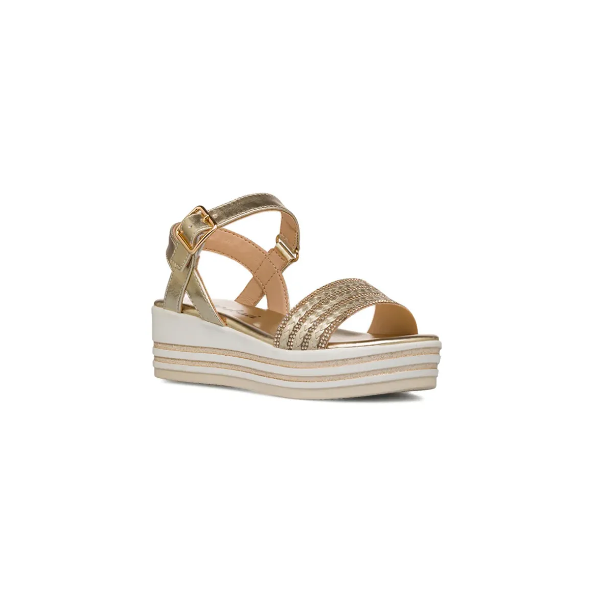 Sandali oro e bianco con zeppa 4 cm da Bambina e Ragazza Dieci Baci
