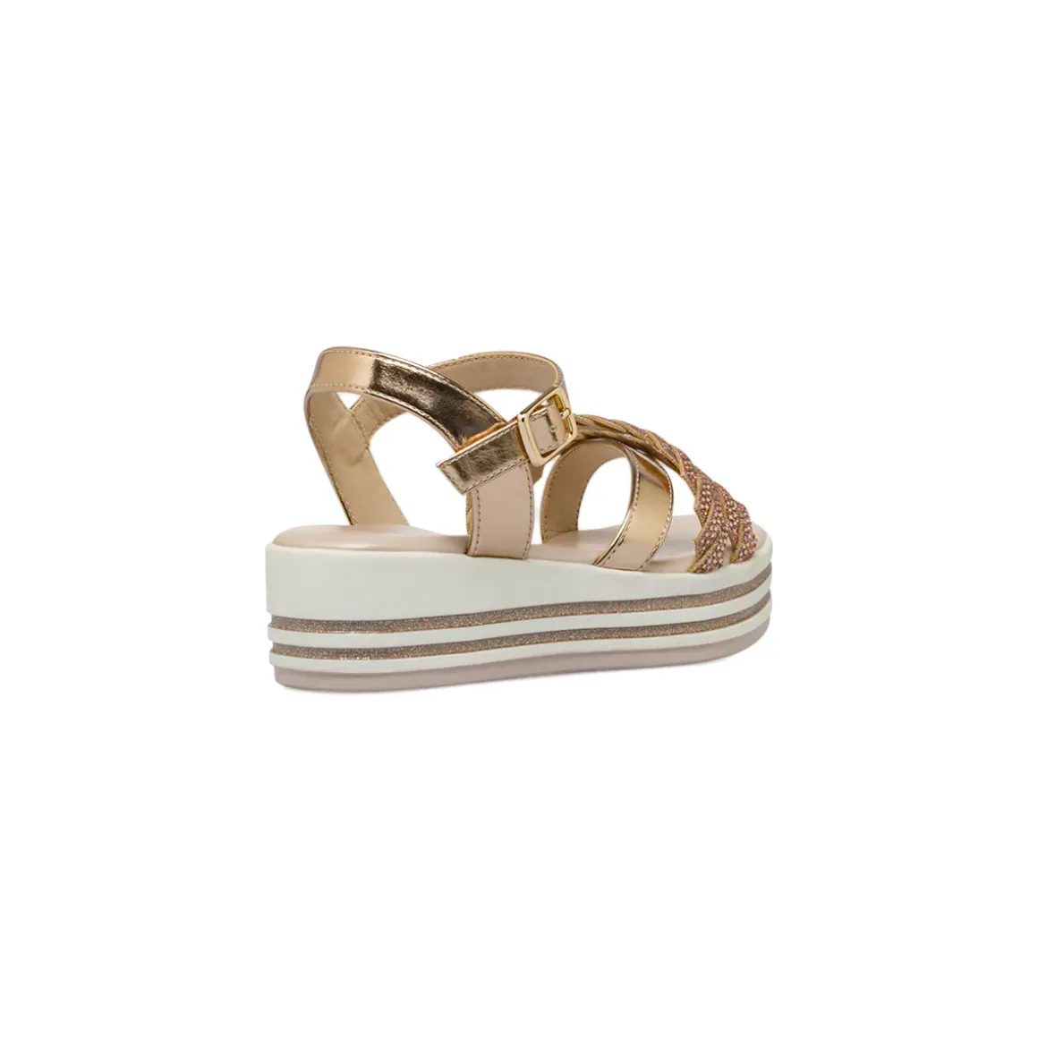 Sandali Oro Rosa da Bambina con con strass e platform Dieci Baci