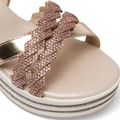 Sandali Oro Rosa da Bambina con con strass e platform Dieci Baci